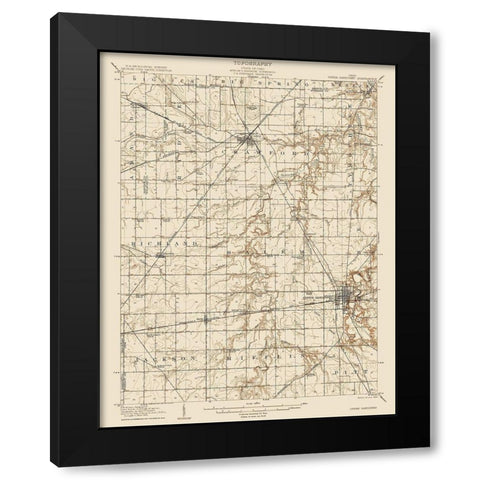 Upper Sandusky Ohio Quad - USGS 1907 Black Modern Wood Framed Art Print with Double Matting by USGS