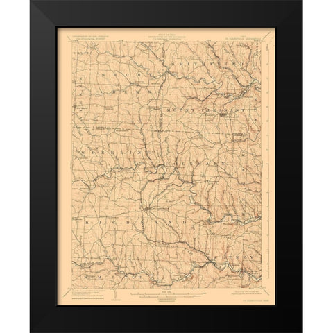 St Clairsville Ohio Quad - USGS 1905 Black Modern Wood Framed Art Print by USGS