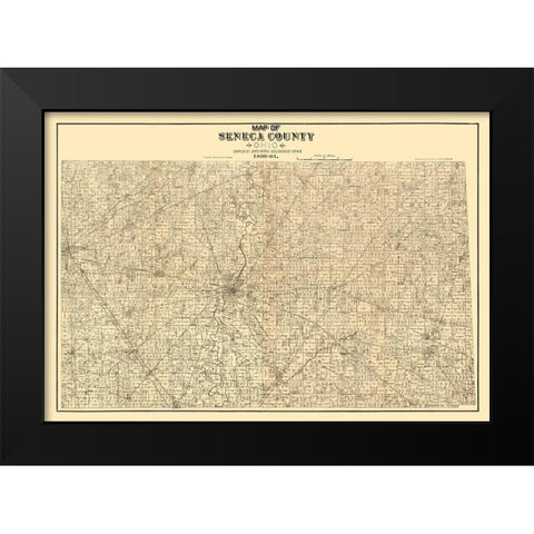Seneca County Ohio - Woods 1891  Black Modern Wood Framed Art Print by Woods