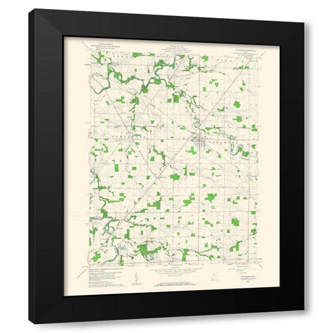 Sycamore Ohio Quad - USGS 1960 Black Modern Wood Framed Art Print with Double Matting by USGS