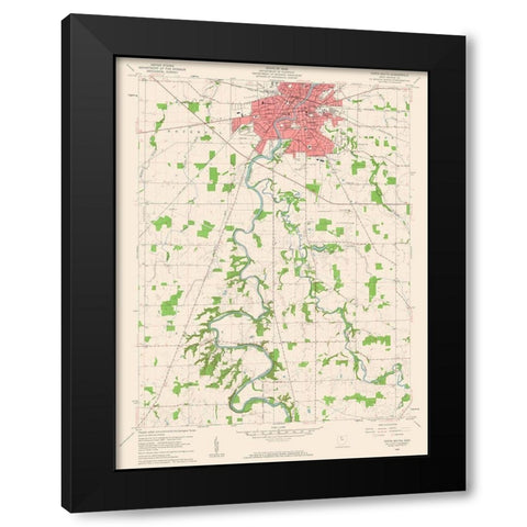 South Tiffin Ohio Quad - USGS 1960 Black Modern Wood Framed Art Print with Double Matting by USGS