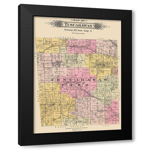 Tuscarawas Ohio Landowner - Lawrence 1896 Black Modern Wood Framed Art Print by Lawrence