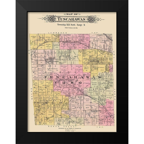 Tuscarawas Ohio Landowner - Lawrence 1896 Black Modern Wood Framed Art Print by Lawrence