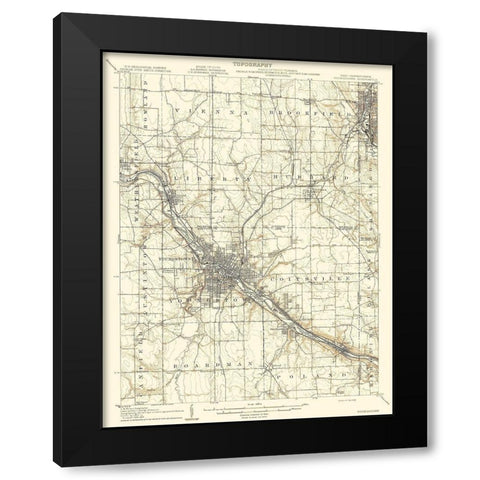 Youngstown Pennsylvania Ohio Quad - USGS 1908 Black Modern Wood Framed Art Print with Double Matting by USGS