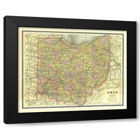 Ohio - Cram 1886 Black Modern Wood Framed Art Print by Cram