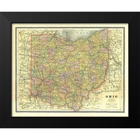 Ohio - Cram 1886 Black Modern Wood Framed Art Print by Cram