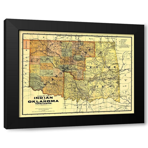 Oklahoma Indian Territory - Rand McNally 1894 Black Modern Wood Framed Art Print by Rand McNally