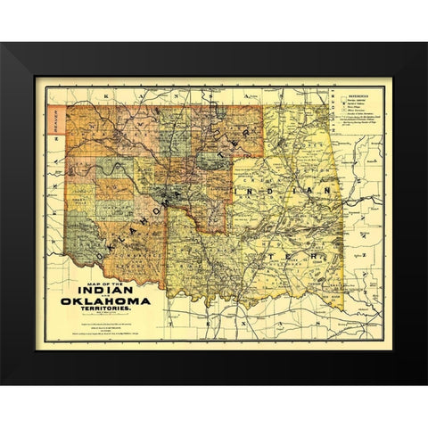 Oklahoma Indian Territory - Rand McNally 1894 Black Modern Wood Framed Art Print by Rand McNally