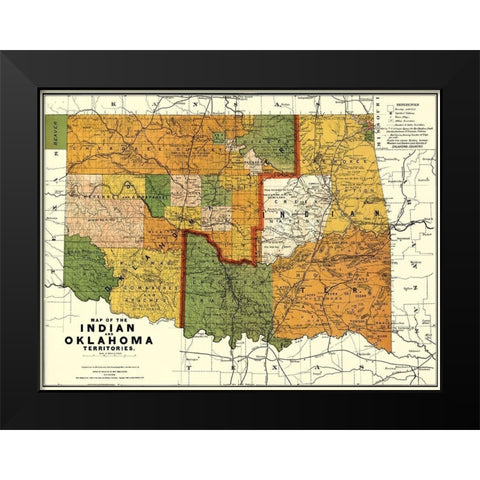 Oklahoma Indian Territory - Rand McNally 1892 Black Modern Wood Framed Art Print by Rand McNally