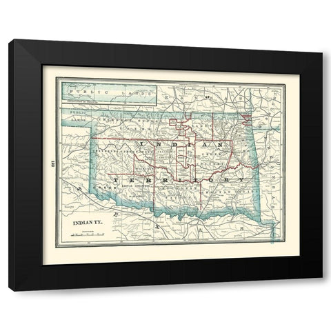 Oklahoma Indian Territory - Rathbun 1893 Black Modern Wood Framed Art Print with Double Matting by Rathbun