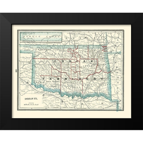 Oklahoma Indian Territory - Rathbun 1893 Black Modern Wood Framed Art Print by Rathbun