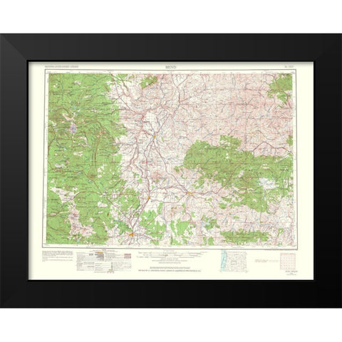 Bend Oregon Quad - USGS 1964 Black Modern Wood Framed Art Print by USGS