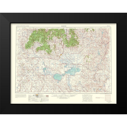 Burns Oregon Quad - USGS 1964 Black Modern Wood Framed Art Print by USGS