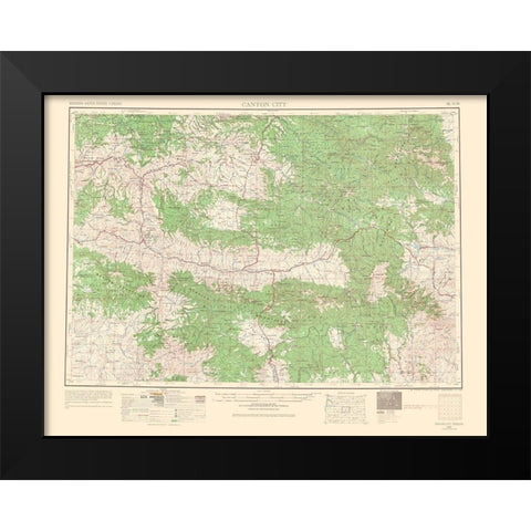 Canyon City Oregon Quad - USGS 1966 Black Modern Wood Framed Art Print by USGS