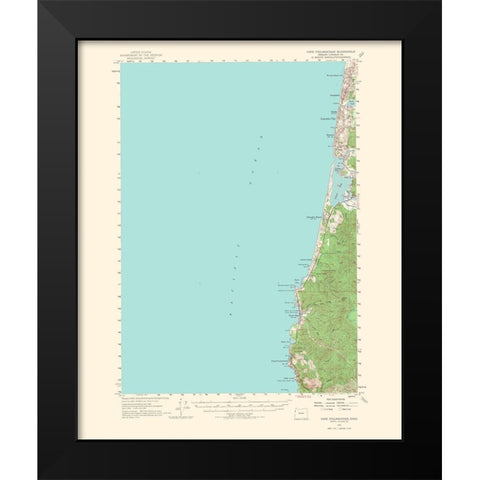 Cape Foulweather Oregon Quad - USGS 1967 Black Modern Wood Framed Art Print by USGS