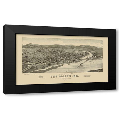 The Dalles Oregon - Stoner 1884 Black Modern Wood Framed Art Print with Double Matting by Stoner