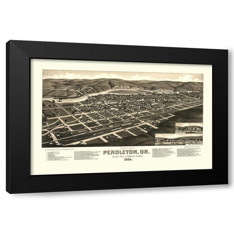 Pendleton Oregon - Stoner 1884 Black Modern Wood Framed Art Print with Double Matting by Stoner