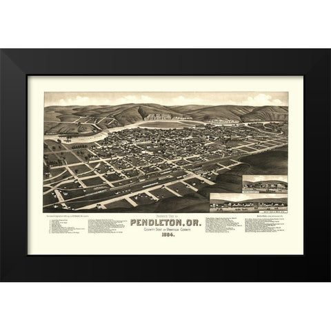 Pendleton Oregon - Stoner 1884 Black Modern Wood Framed Art Print by Stoner