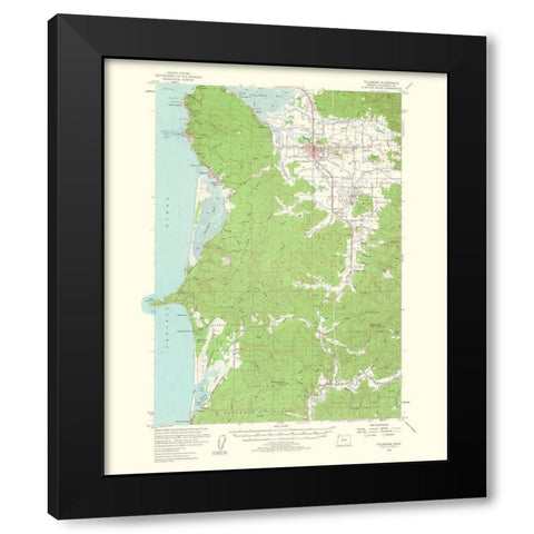 Tillamook Oregon Quad - USGS 1963 Black Modern Wood Framed Art Print with Double Matting by USGS