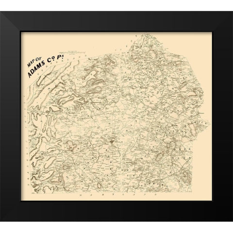 Adams County Pennsylvania - 1858 Black Modern Wood Framed Art Print by Unknown