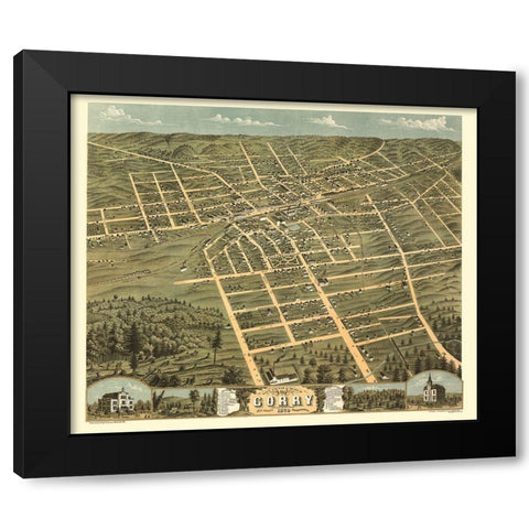 Corry Pennsylvania - Stoner 1870  Black Modern Wood Framed Art Print by Stoner