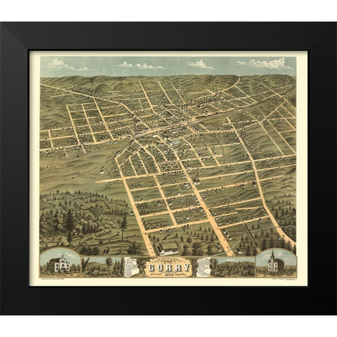 Corry Pennsylvania - Stoner 1870  Black Modern Wood Framed Art Print by Stoner
