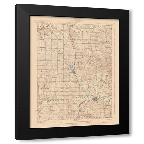 Cambridge Springs Pennsylvania Quad - USGS 1925 Black Modern Wood Framed Art Print with Double Matting by USGS