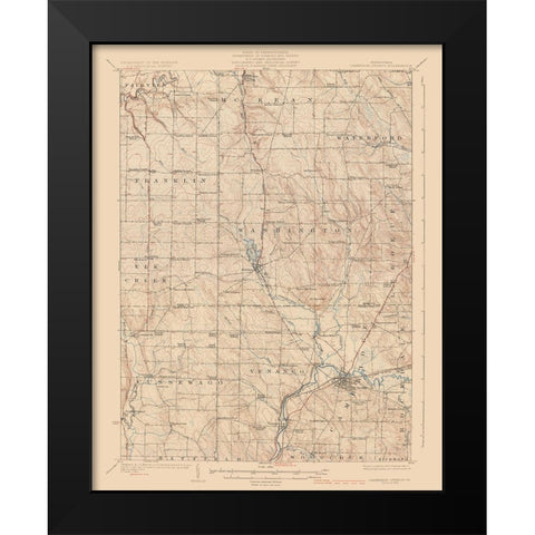 Cambridge Springs Pennsylvania Quad - USGS 1925 Black Modern Wood Framed Art Print by USGS