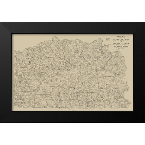 Greene County Pennsylvania - Rainey 1897 Black Modern Wood Framed Art Print by Rainey