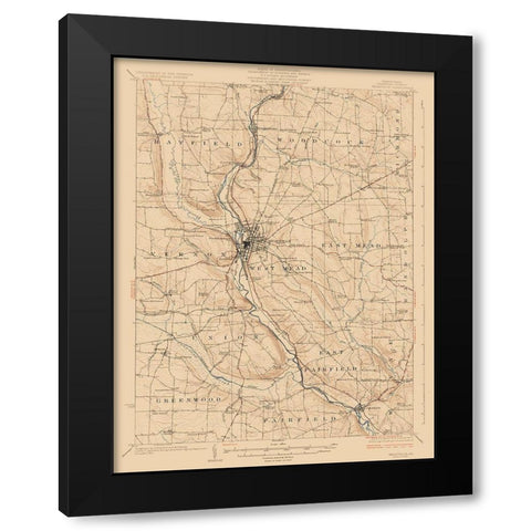 Meadville Pennsylvania Quad - USGS 1923 Black Modern Wood Framed Art Print with Double Matting by USGS