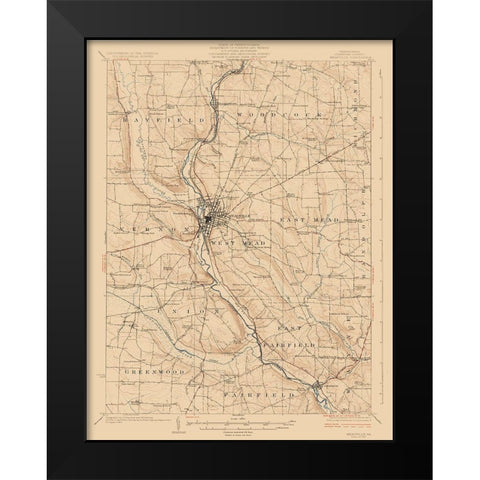 Meadville Pennsylvania Quad - USGS 1923 Black Modern Wood Framed Art Print by USGS