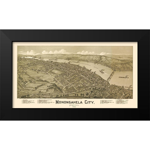 Monongahela Pennsylvania - Fowler 1902  Black Modern Wood Framed Art Print by Fowler