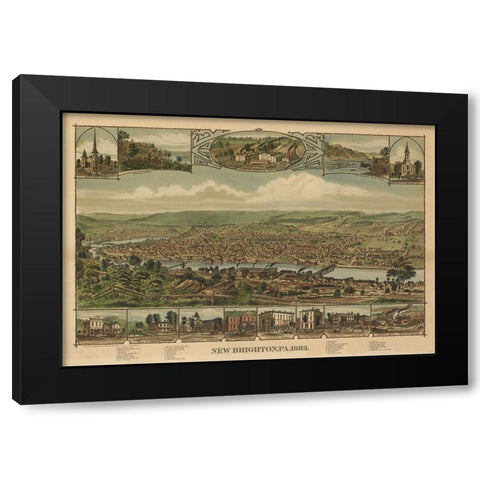 New Brighton Pennsylvania - Corbin 1883  Black Modern Wood Framed Art Print by Corbin