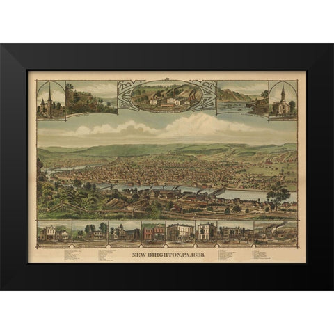 New Brighton Pennsylvania - Corbin 1883  Black Modern Wood Framed Art Print by Corbin