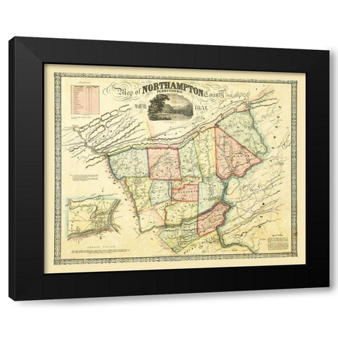 Northampton County Pennsylvania - Taylor 1851 Black Modern Wood Framed Art Print by Taylor