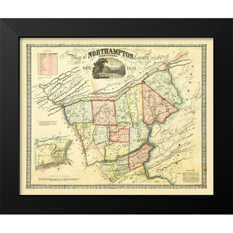 Northampton County Pennsylvania - Taylor 1851 Black Modern Wood Framed Art Print by Taylor