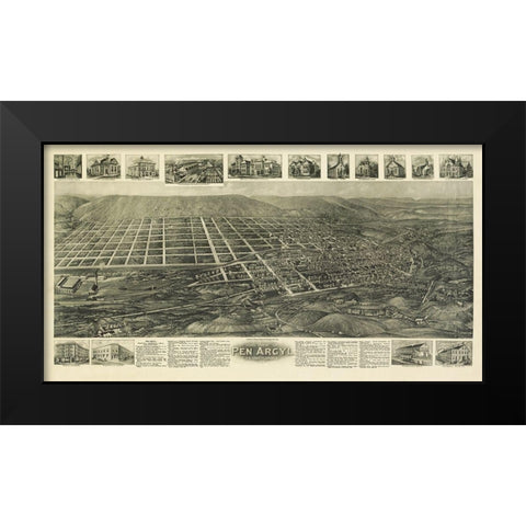 Pen Argyl Pennsylvania - Bailey 1916  Black Modern Wood Framed Art Print by Bailey