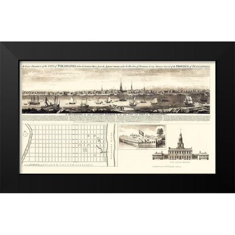 Philadelphia Pennsylvania - Jefferys 1756 Black Modern Wood Framed Art Print by Jefferys