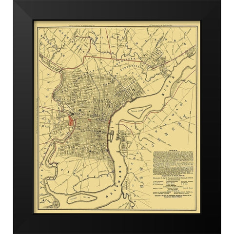 Philadelphia Railroad Plan 2 - Hoxsie 1858 Black Modern Wood Framed Art Print by Hoxsie