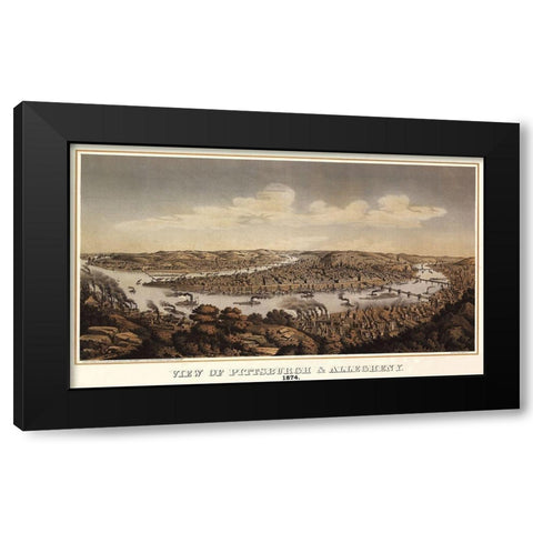 Pittsburgh Pennsylvania - Krebs 1874 Black Modern Wood Framed Art Print by Krebs