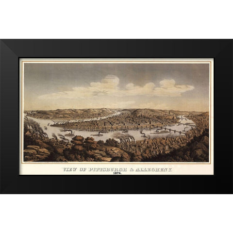 Pittsburgh Pennsylvania - Krebs 1874 Black Modern Wood Framed Art Print by Krebs