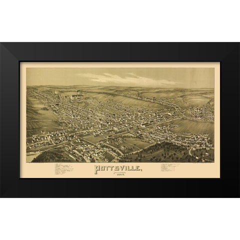 Pottsville Pennsylvania - Fowler 1889  Black Modern Wood Framed Art Print by Fowler