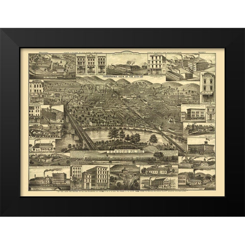 Reading Pennsylvania -1881 Black Modern Wood Framed Art Print by Unknown