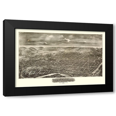 Reading Pennsylvania - Moyer 1898  Black Modern Wood Framed Art Print with Double Matting by Moyer