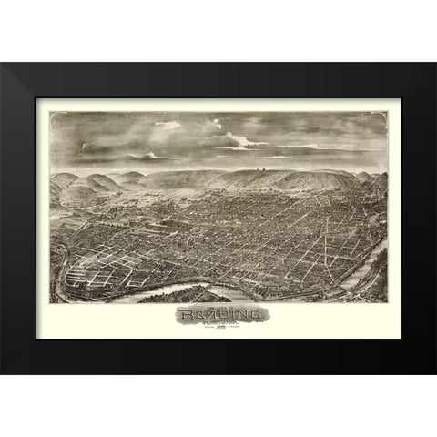 Reading Pennsylvania - Moyer 1898  Black Modern Wood Framed Art Print by Moyer