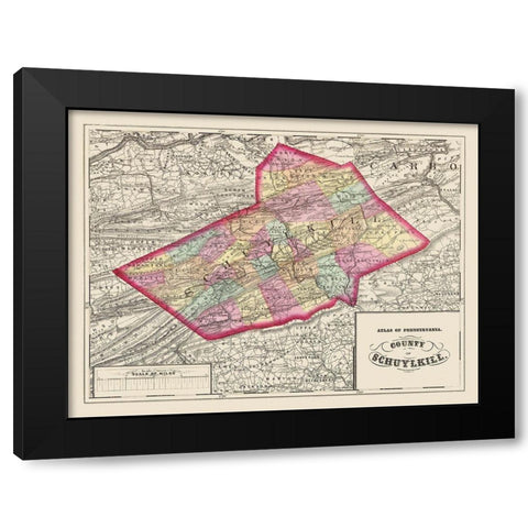 Schuylkill Pennsylvania - Walling 1872 Black Modern Wood Framed Art Print with Double Matting by Walling
