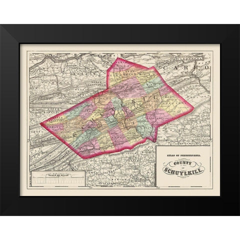 Schuylkill Pennsylvania - Walling 1872 Black Modern Wood Framed Art Print by Walling