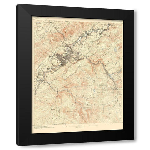 Scranton Pennsylvania Sheet - USGS 1891 Black Modern Wood Framed Art Print with Double Matting by USGS