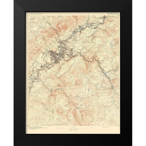 Scranton Pennsylvania Sheet - USGS 1891 Black Modern Wood Framed Art Print by USGS