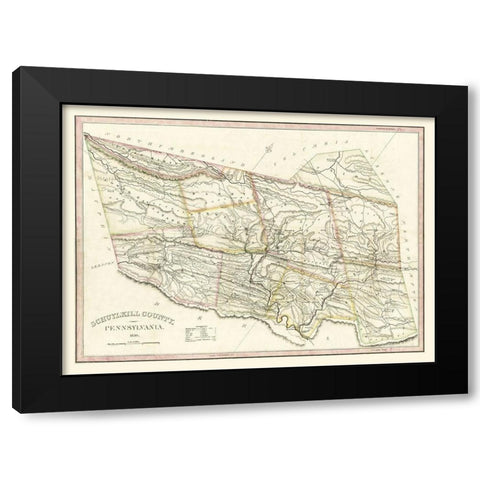 Schuylkill County Pennsylvania - 1830 Black Modern Wood Framed Art Print with Double Matting by Unknown